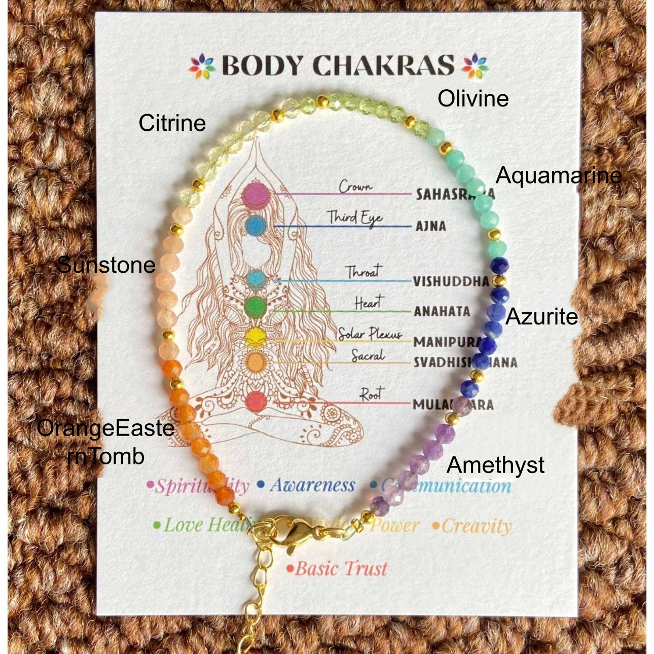 Seven Chakra Crystal Bracelet | Natural Healing Stones | Body Chakra Alignment