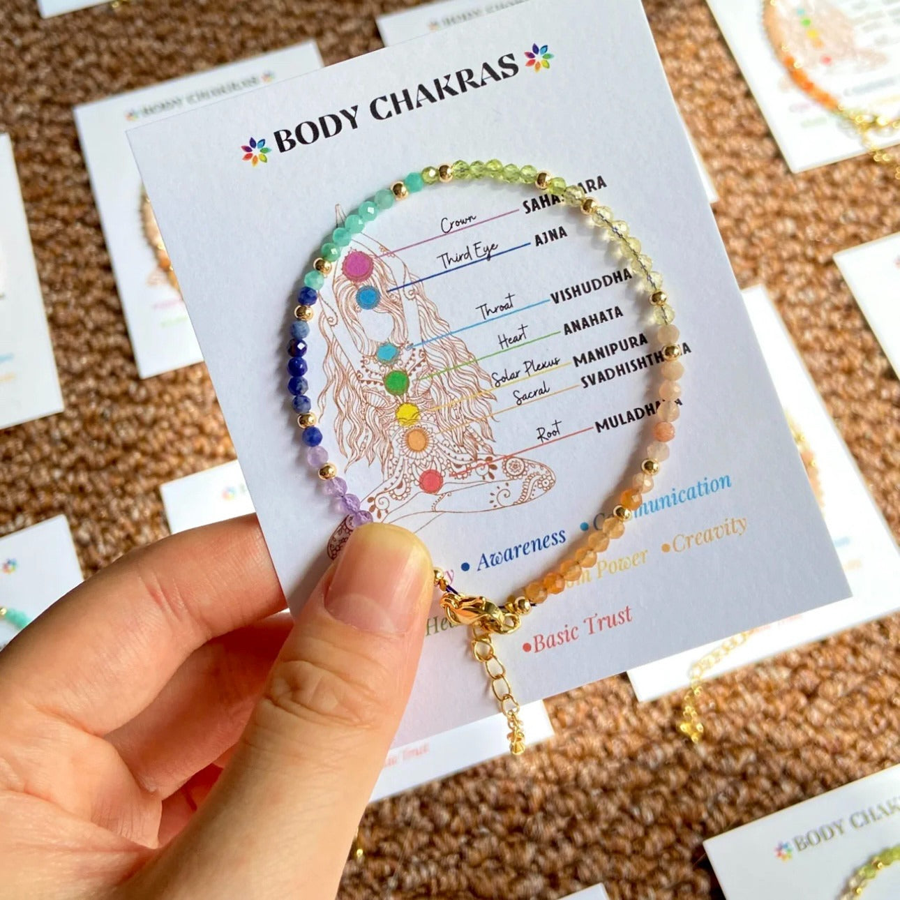 Seven Chakra Crystal Bracelet | Natural Healing Stones | Body Chakra Alignment