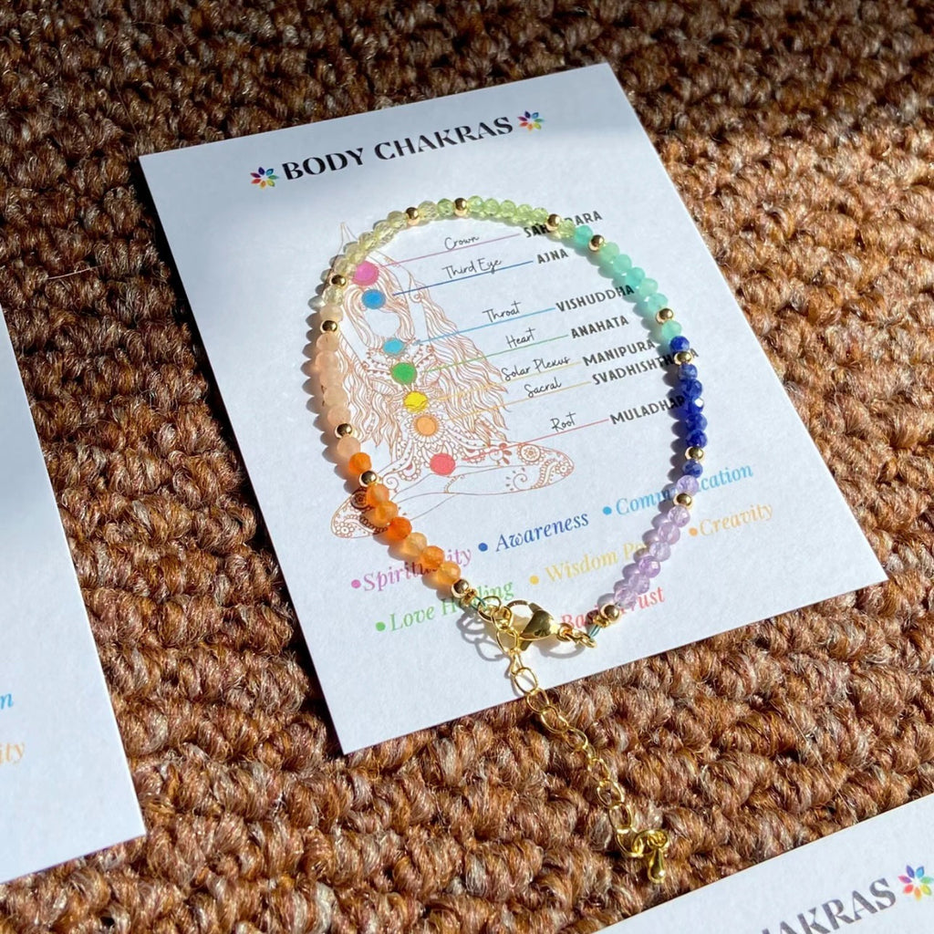 Seven Chakra Crystal Bracelet | Natural Healing Stones | Body Chakra Alignment