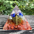 Seven Chakra Orgone Pyramid — 6.5cm Amethyst Lapis Natural Stone Resin Decor