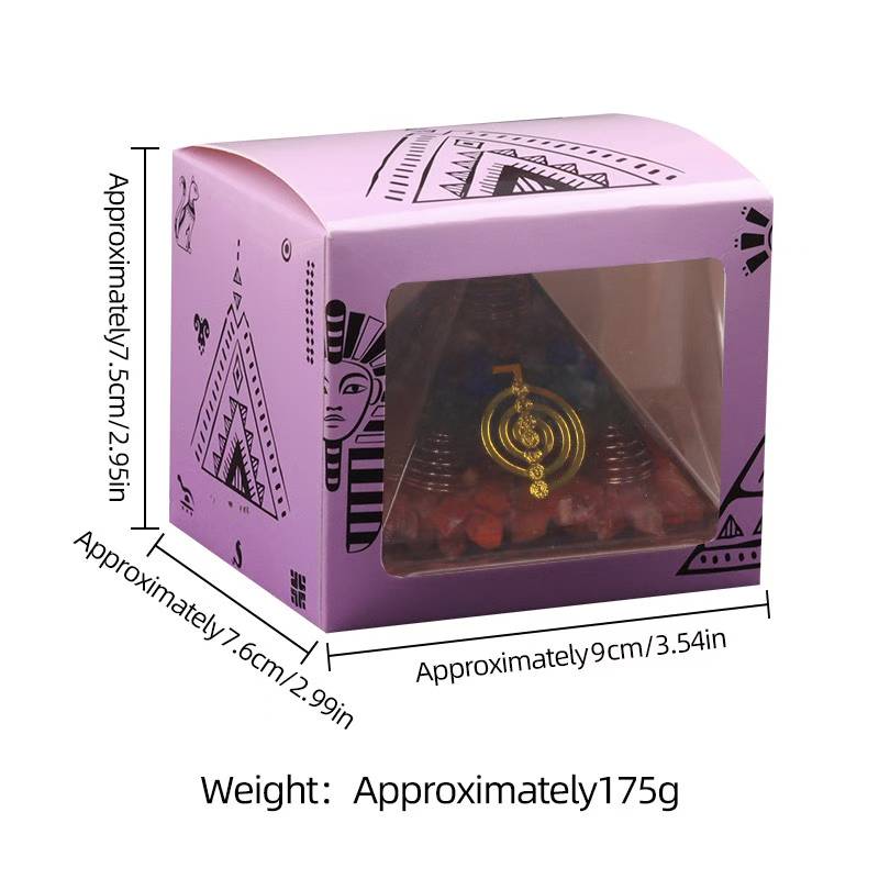 Seven Chakra Orgone Pyramid — 6.5cm Amethyst Lapis Natural Stone Resin Decor