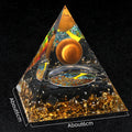 Floating Sphere Orgone Pyramid — Tiger's Eye & Obsidian
