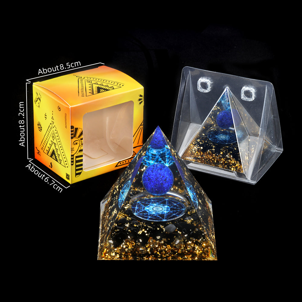 Floating Sphere Orgone Pyramid — Lapis Lazuli & Tree of Life