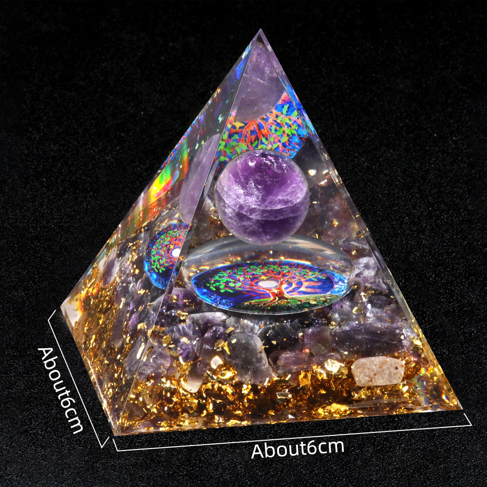 Floating Sphere Orgone Pyramid — Crystal Stone Collection