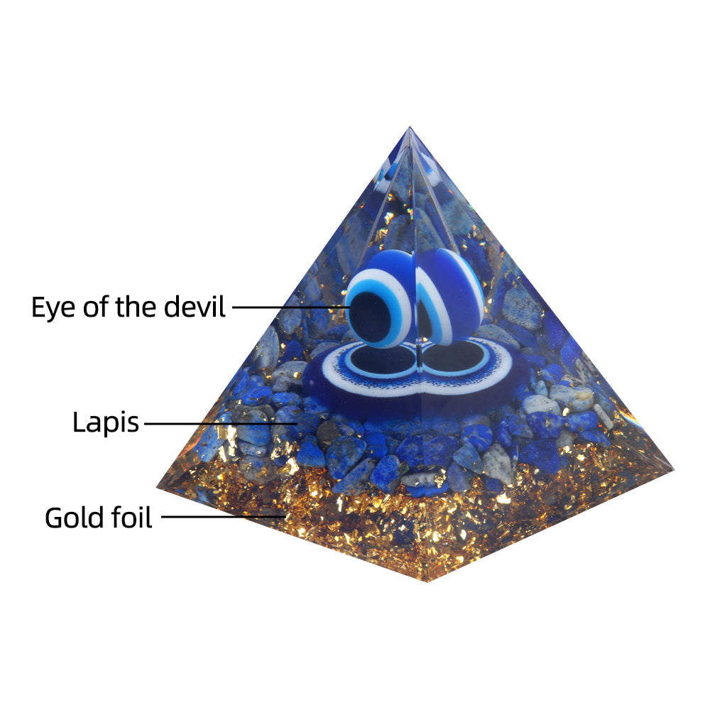 Lapis Evil Eye Orgone Pyramid — Chakra Protection & Energy Cleansing
