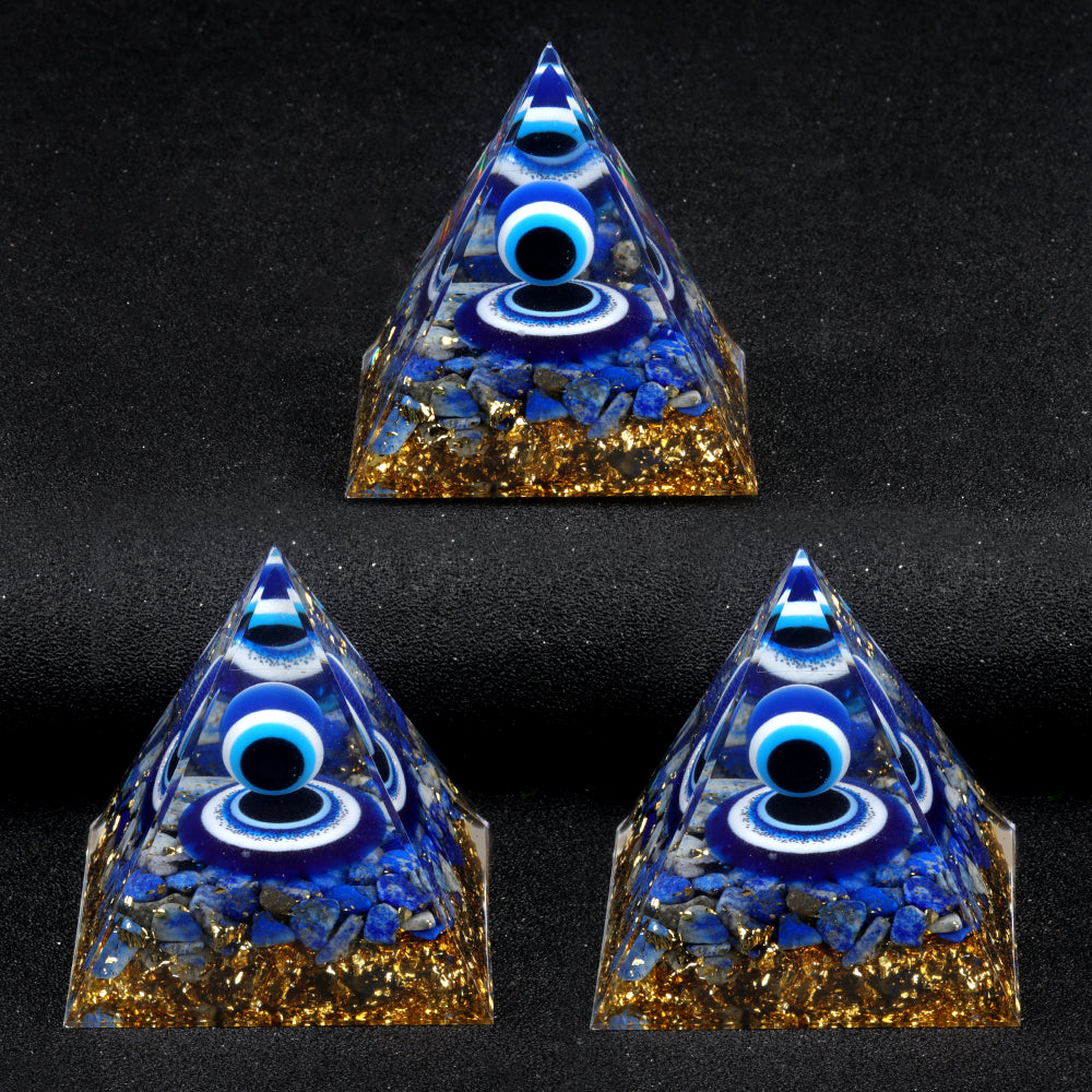 Lapis Evil Eye Orgone Pyramid — Chakra Protection & Energy Cleansing
