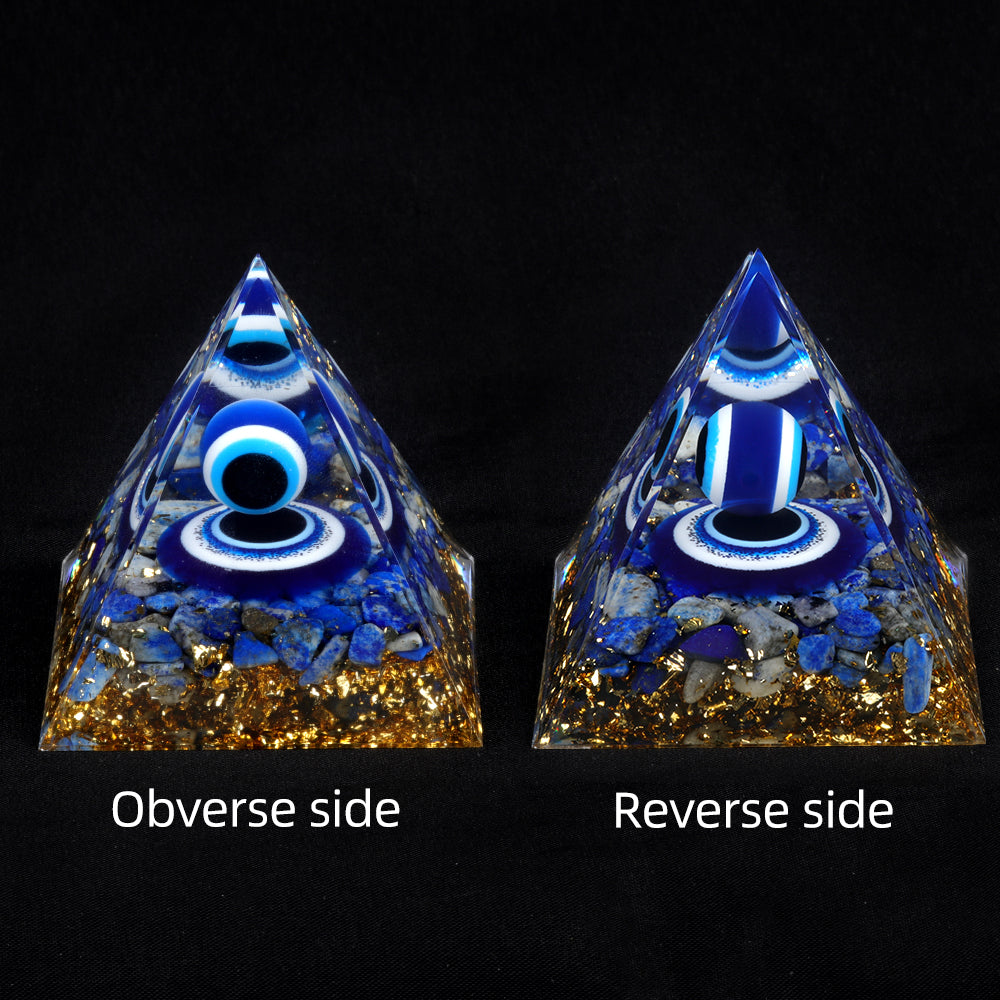 Lapis Evil Eye Orgone Pyramid — Chakra Protection & Energy Cleansing