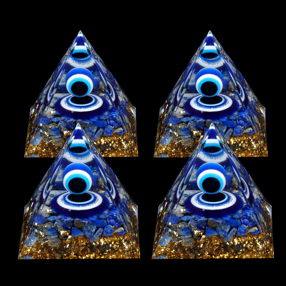 Lapis Evil Eye Orgone Pyramid — Chakra Protection & Energy Cleansing