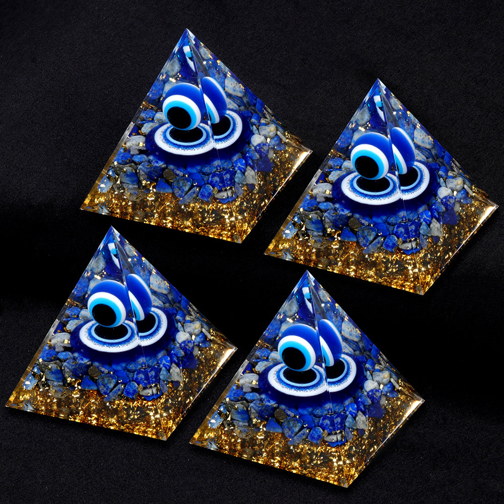 Lapis Evil Eye Orgone Pyramid — Chakra Protection & Energy Cleansing