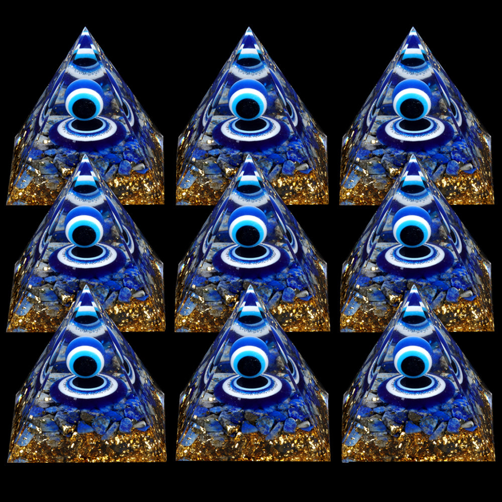 Lapis Evil Eye Orgone Pyramid — Chakra Protection & Energy Cleansing