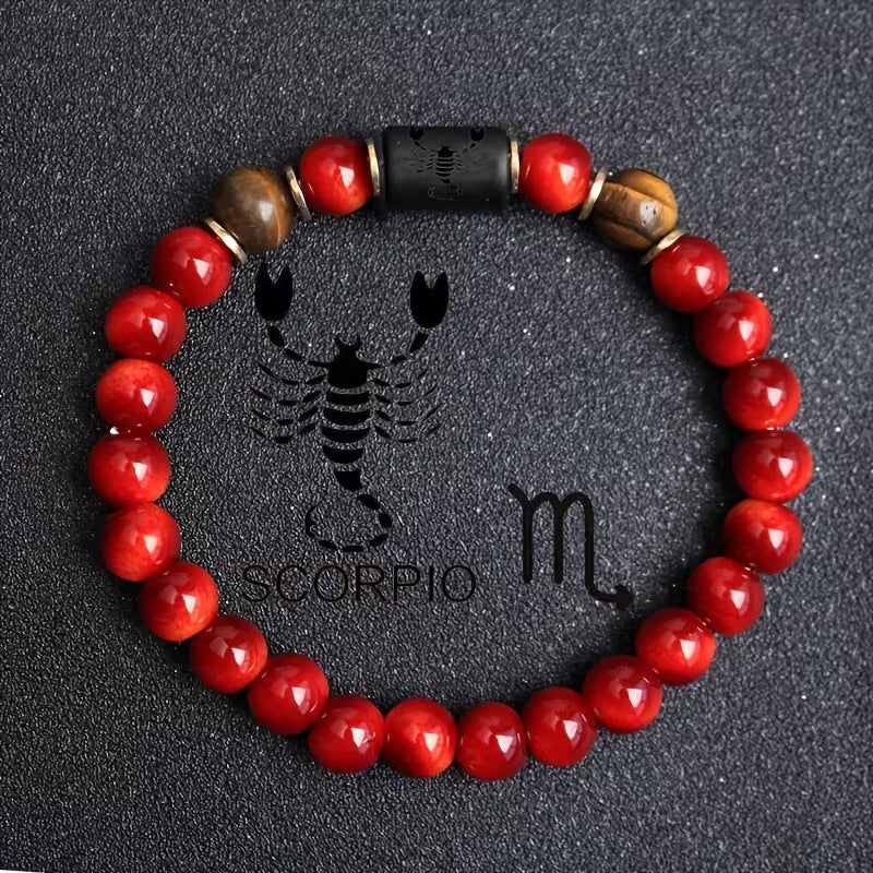 Zodiac Crystal Bracelet — Natural Stone Beads | All 12 Signs | Includes Zodiac Card