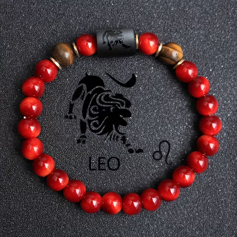 Zodiac Crystal Bracelet — Natural Stone Beads | All 12 Signs | Includes Zodiac Card
