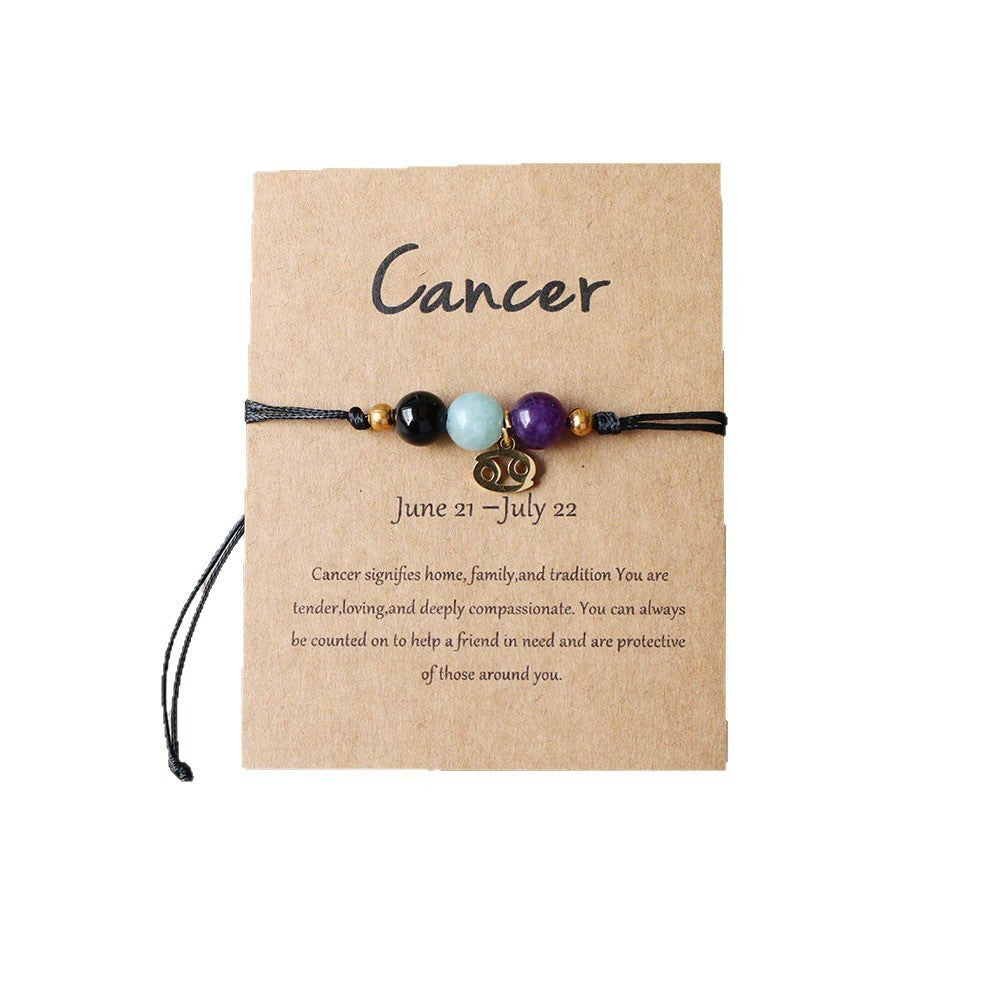Zodiac Crystal Bracelet — Natural Stone Beads | All 12 Signs | Includes Zodiac Card