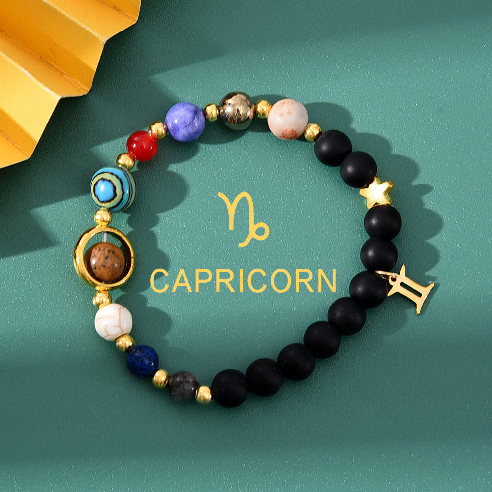 Zodiac Crystal Bracelet — Natural Stone Beads | All 12 Signs | Includes Zodiac Card