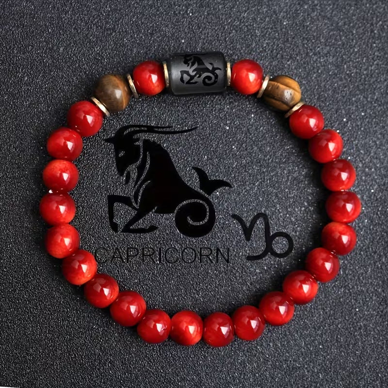 Zodiac Crystal Bracelet — Natural Stone Beads | All 12 Signs | Includes Zodiac Card