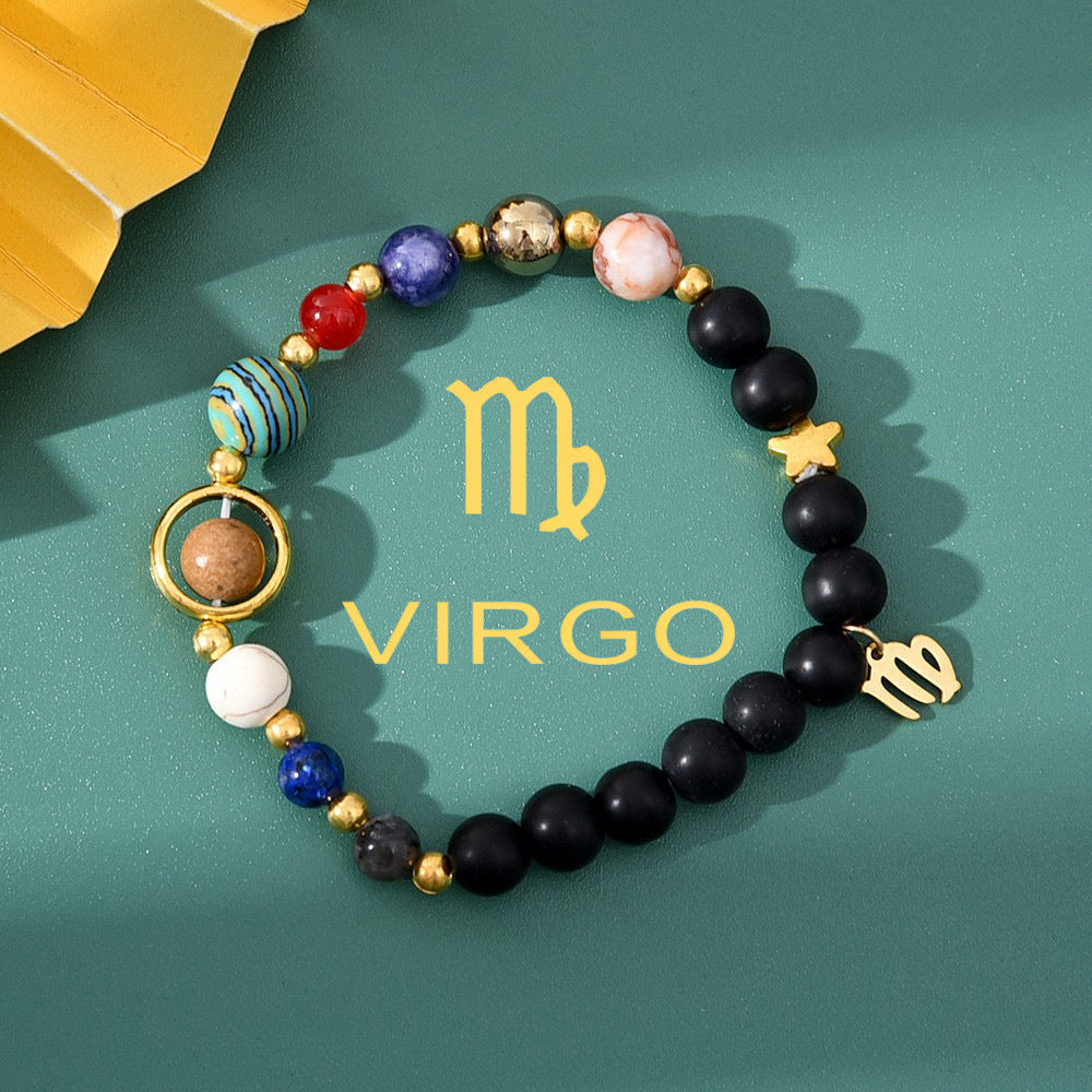 Zodiac Crystal Bracelet — Natural Stone Beads | All 12 Signs | Includes Zodiac Card