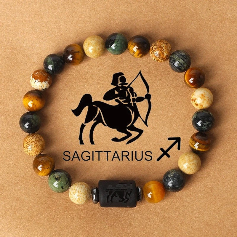 Zodiac Crystal Bracelet — Natural Stone Beads | All 12 Signs | Includes Zodiac Card