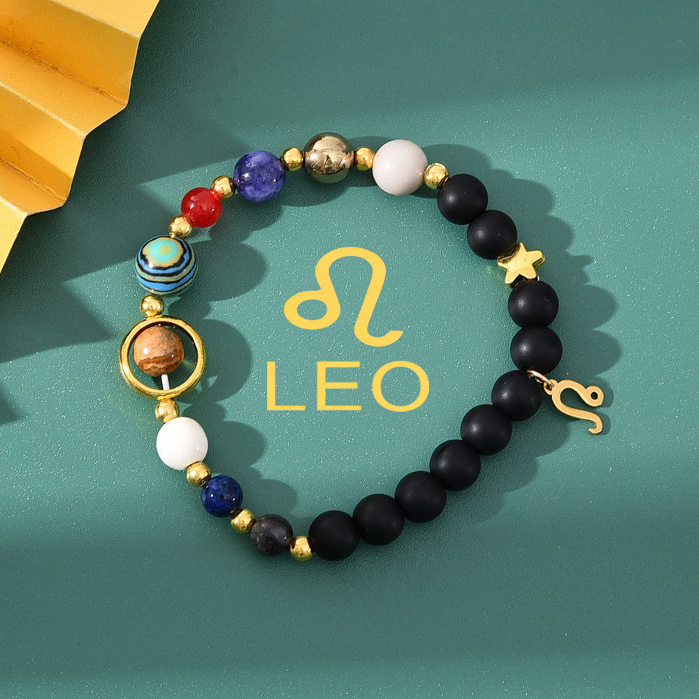 Zodiac Crystal Bracelet — Natural Stone Beads | All 12 Signs | Includes Zodiac Card