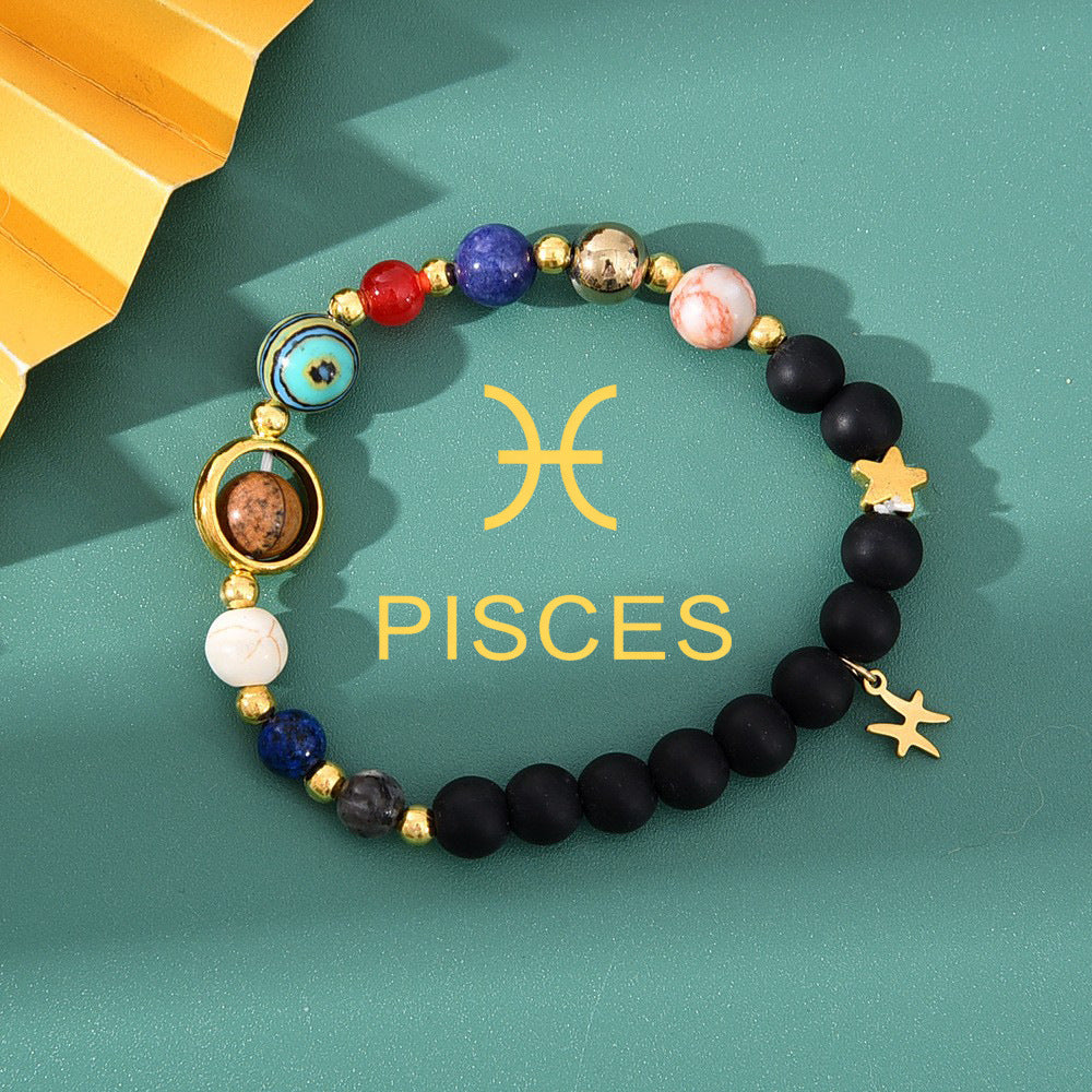 Zodiac Crystal Bracelet — Natural Stone Beads | All 12 Signs | Includes Zodiac Card
