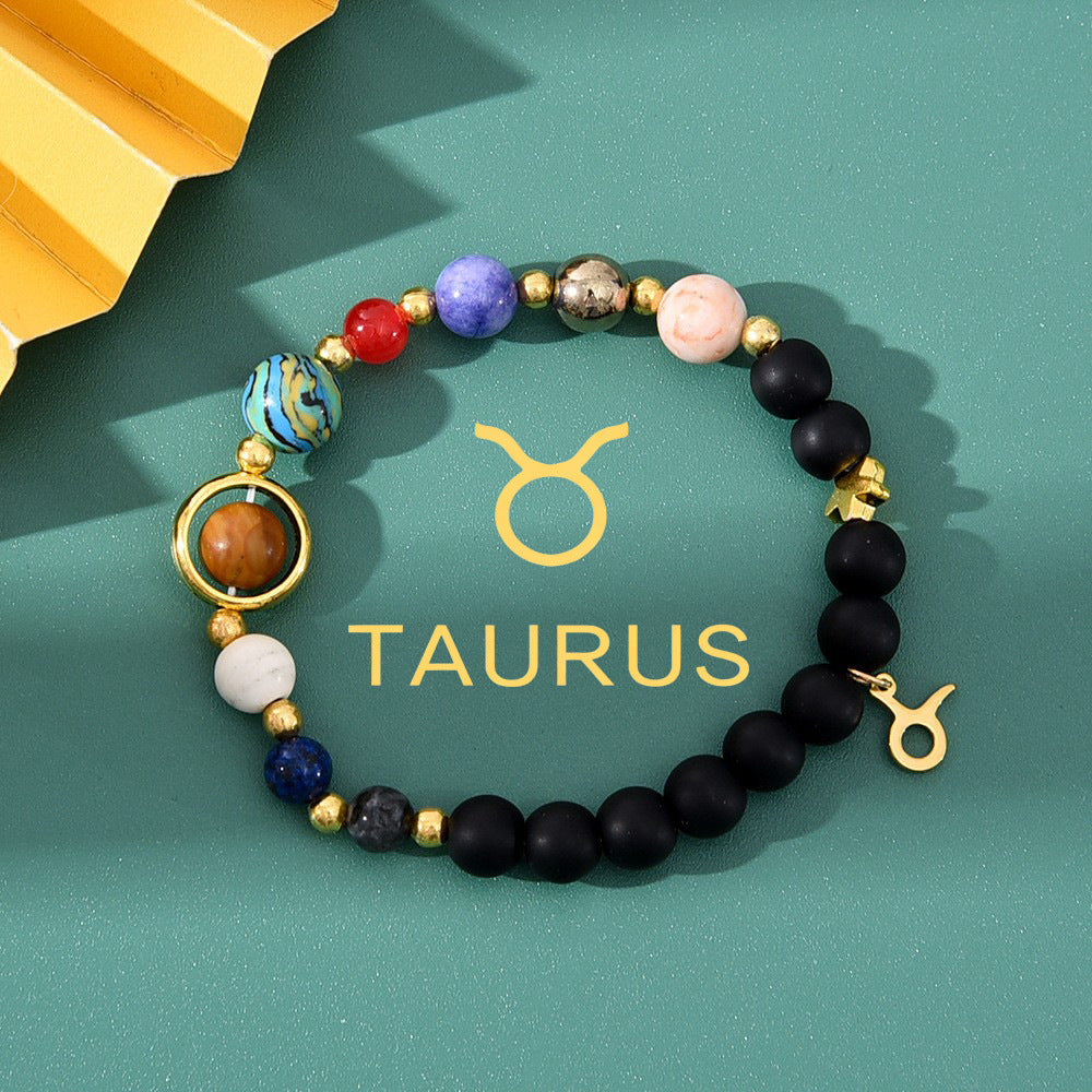 Zodiac Crystal Bracelet — Natural Stone Beads | All 12 Signs | Includes Zodiac Card