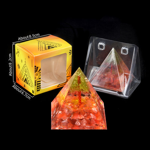 Crystal Tree of Life Orgone Pyramid — Olive Resin & Natural Stone