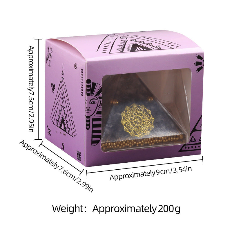 Clear Quartz Dual Crystal Orgone Pyramid — 6.5cm Natural Stone Resin Decor