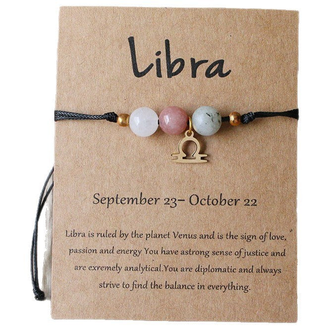 Zodiac Crystal Bracelet — Natural Stone Beads | All 12 Signs | Includes Zodiac Card
