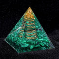 Natural Crystal Chip Orgone Pyramid — 5cm Resin Desk Ornament