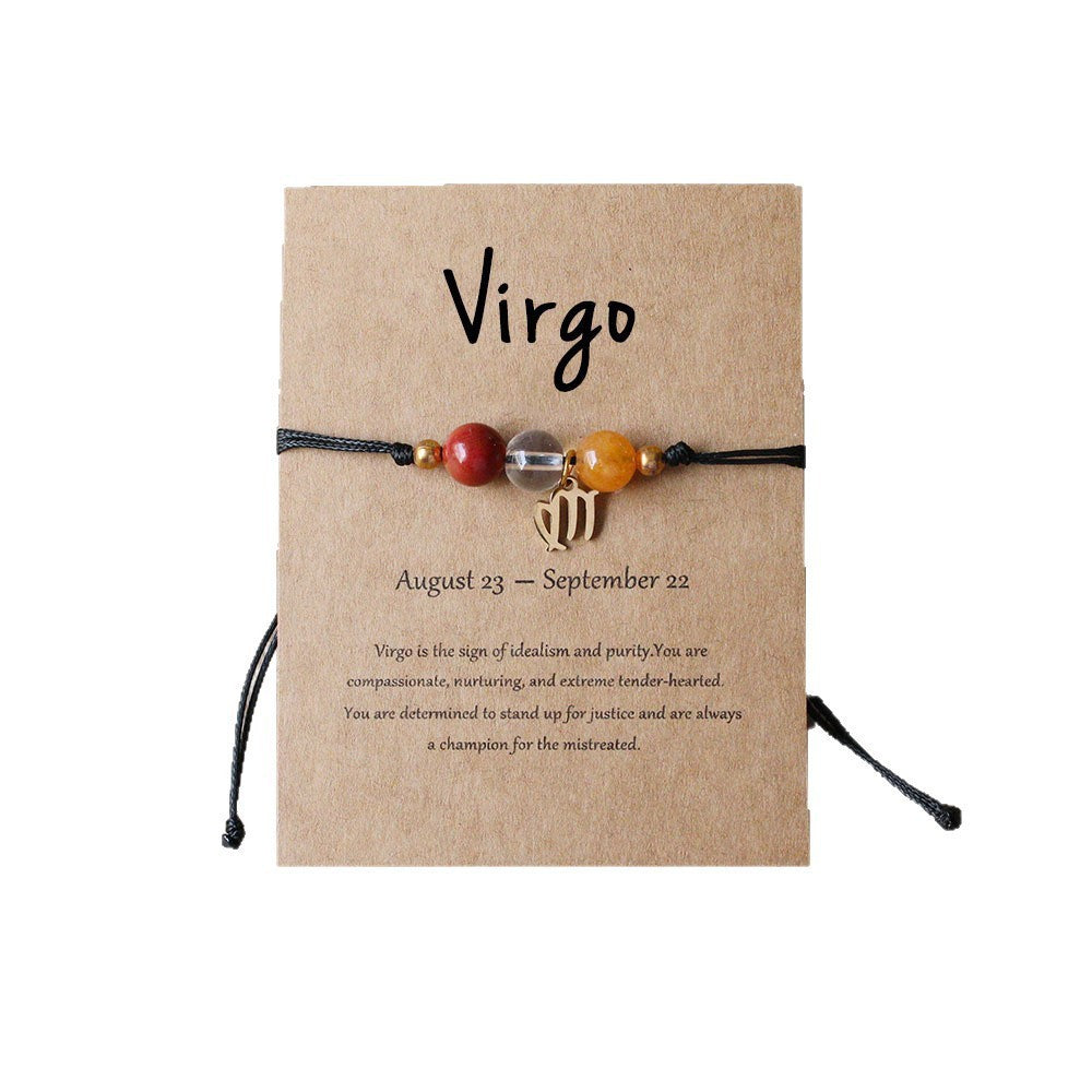 Zodiac Crystal Bracelet — Natural Stone Beads | All 12 Signs | Includes Zodiac Card