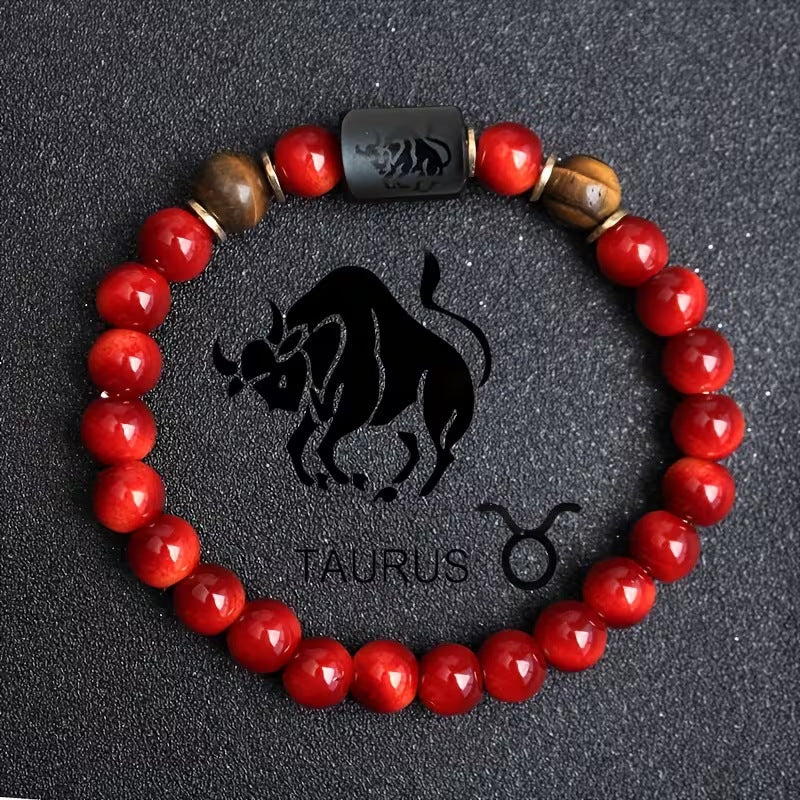 Zodiac Crystal Bracelet — Natural Stone Beads | All 12 Signs | Includes Zodiac Card