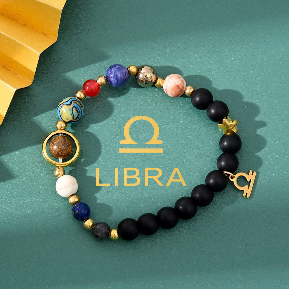 Zodiac Crystal Bracelet — Natural Stone Beads | All 12 Signs | Includes Zodiac Card