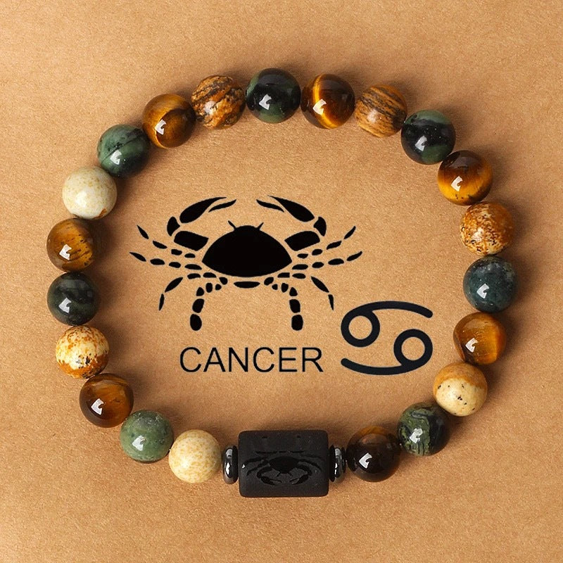 Zodiac Crystal Bracelet — Natural Stone Beads | All 12 Signs | Includes Zodiac Card