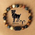 Zodiac Crystal Bracelet — Natural Stone Beads | All 12 Signs | Includes Zodiac Card