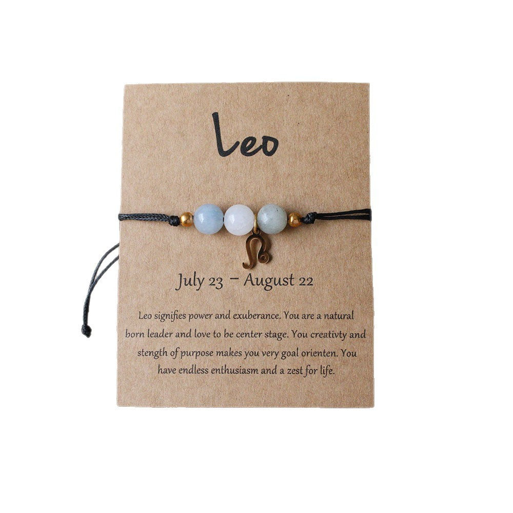 Zodiac Crystal Bracelet — Natural Stone Beads | All 12 Signs | Includes Zodiac Card