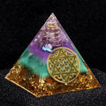 Dual Crystal Orgone Pyramid — 5cm Natural Stone Resin Desk Decor