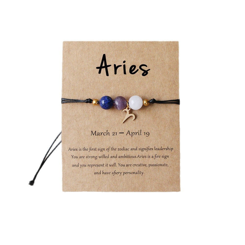 Zodiac Crystal Bracelet — Natural Stone Beads | All 12 Signs | Includes Zodiac Card