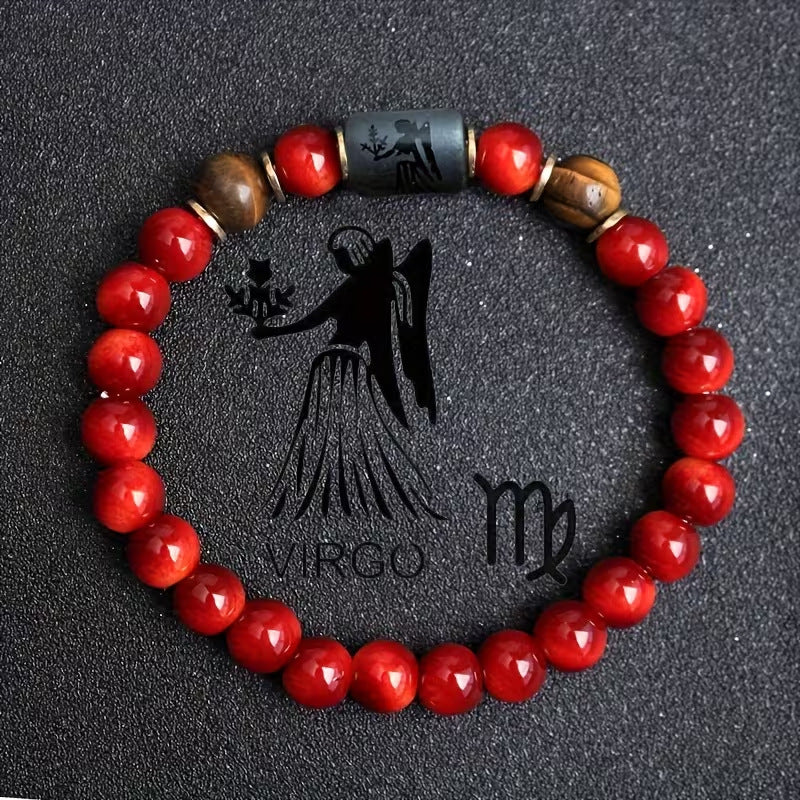 Zodiac Crystal Bracelet — Natural Stone Beads | All 12 Signs | Includes Zodiac Card