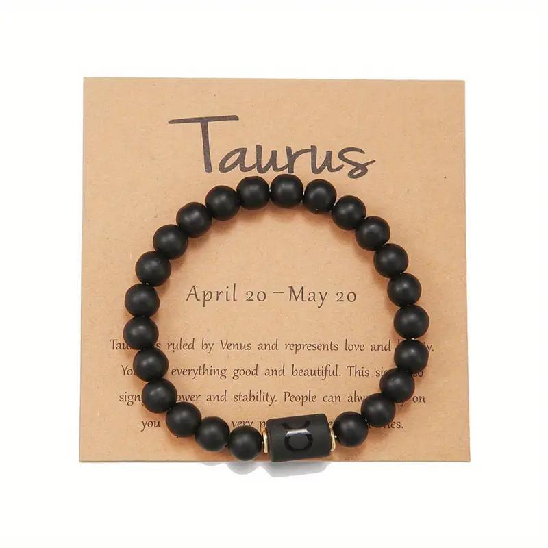 Zodiac Crystal Bracelet — Natural Stone Beads | All 12 Signs | Includes Zodiac Card