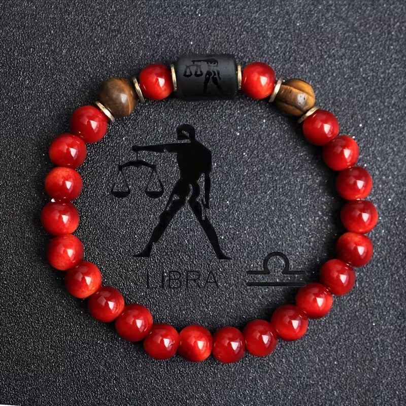 Zodiac Crystal Bracelet — Natural Stone Beads | All 12 Signs | Includes Zodiac Card