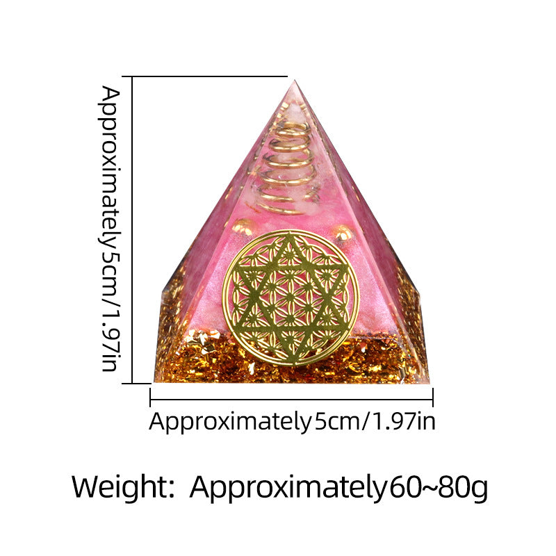 Dual Crystal Orgone Pyramid — 5cm Natural Stone Resin Desk Decor