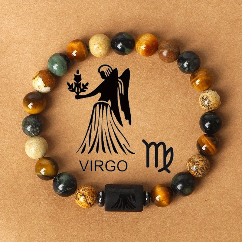 Zodiac Crystal Bracelet — Natural Stone Beads | All 12 Signs | Includes Zodiac Card