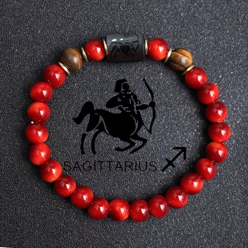 Zodiac Crystal Bracelet — Natural Stone Beads | All 12 Signs | Includes Zodiac Card