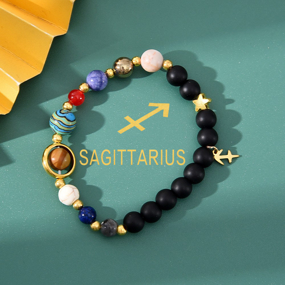 Zodiac Crystal Bracelet — Natural Stone Beads | All 12 Signs | Includes Zodiac Card