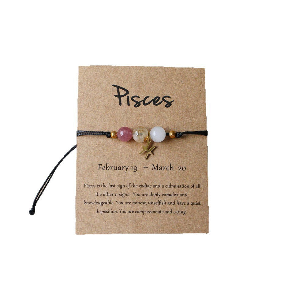 Zodiac Crystal Bracelet — Natural Stone Beads | All 12 Signs | Includes Zodiac Card