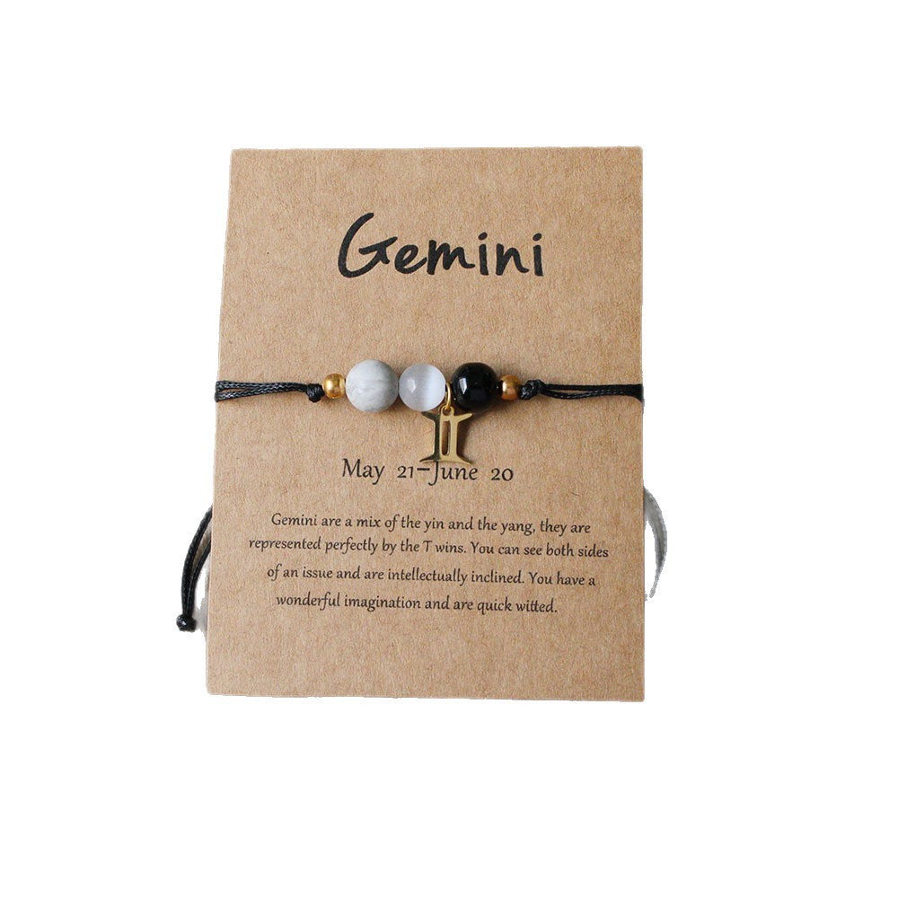 Zodiac Crystal Bracelet — Natural Stone Beads | All 12 Signs | Includes Zodiac Card