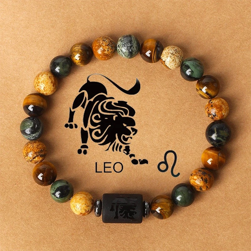 Zodiac Crystal Bracelet — Natural Stone Beads | All 12 Signs | Includes Zodiac Card