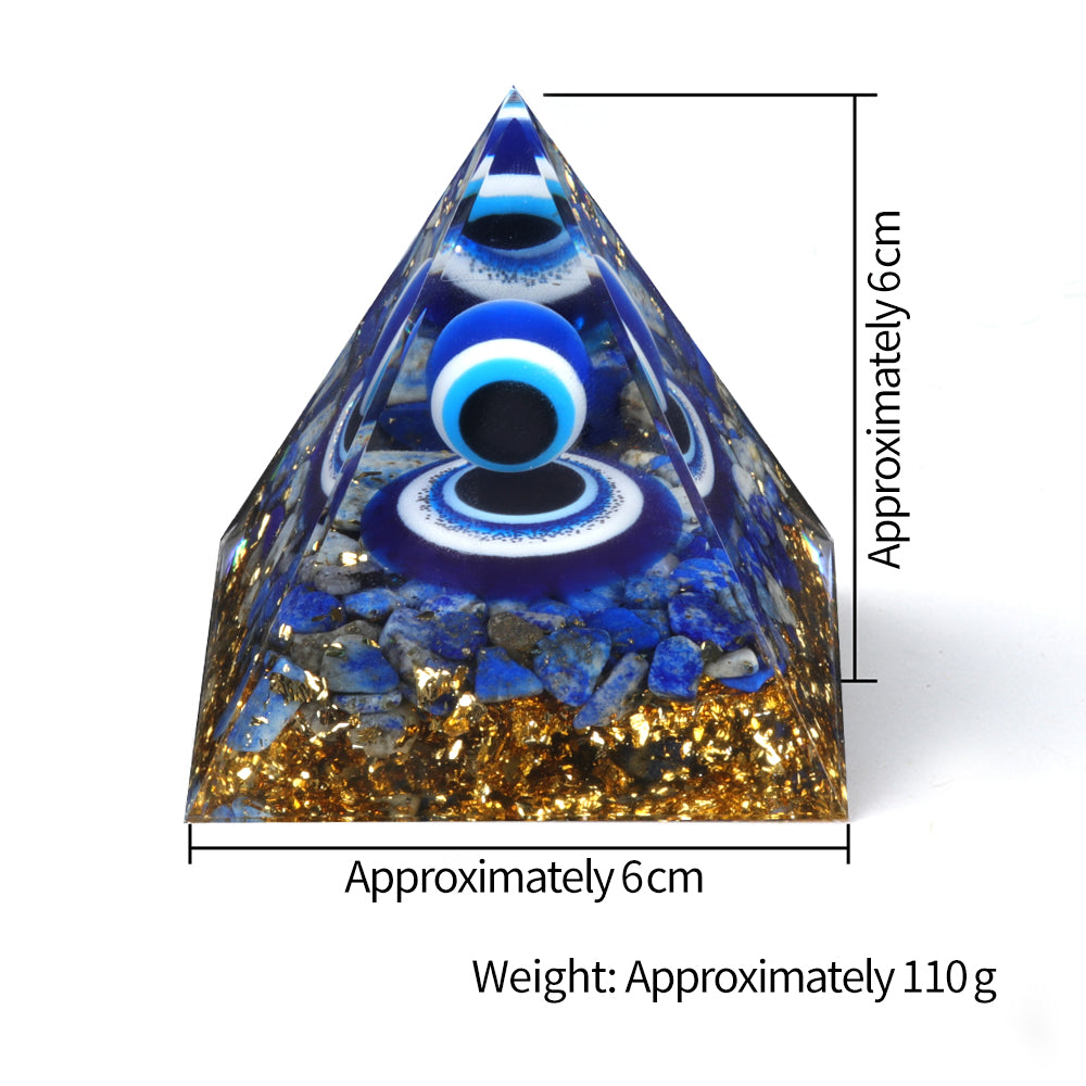 Lapis Evil Eye Orgone Pyramid — Chakra Protection & Energy Cleansing