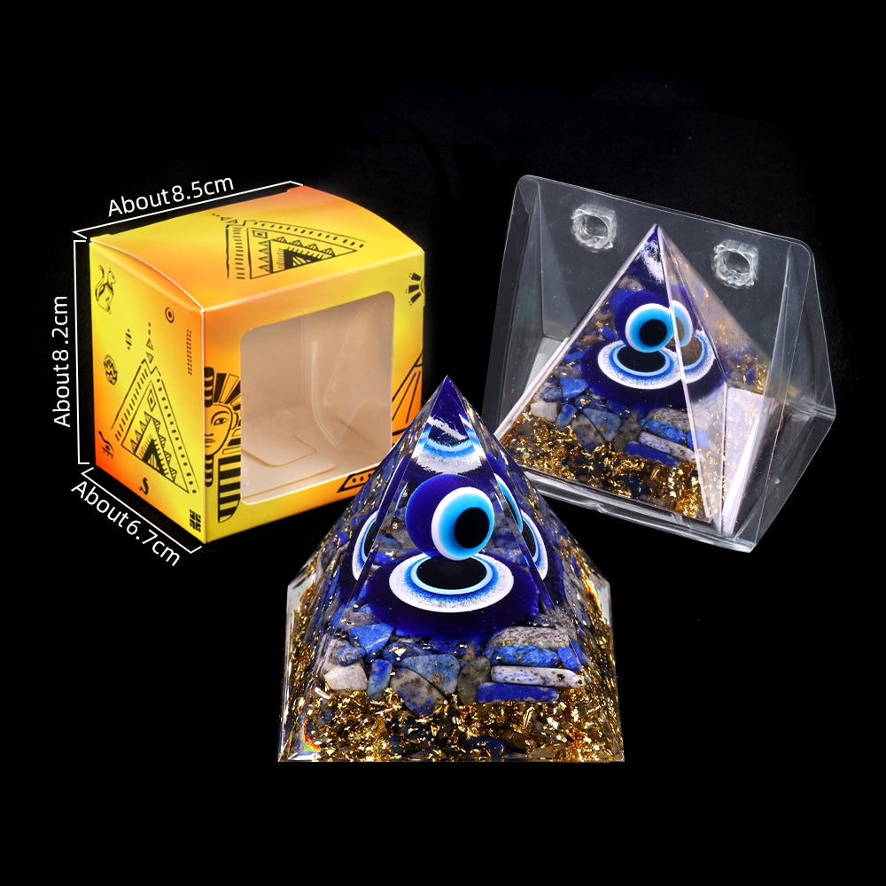 Lapis Evil Eye Orgone Pyramid — Chakra Protection & Energy Cleansing